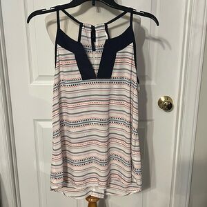 NWOT Athleta Navy and White Patterned Blouse